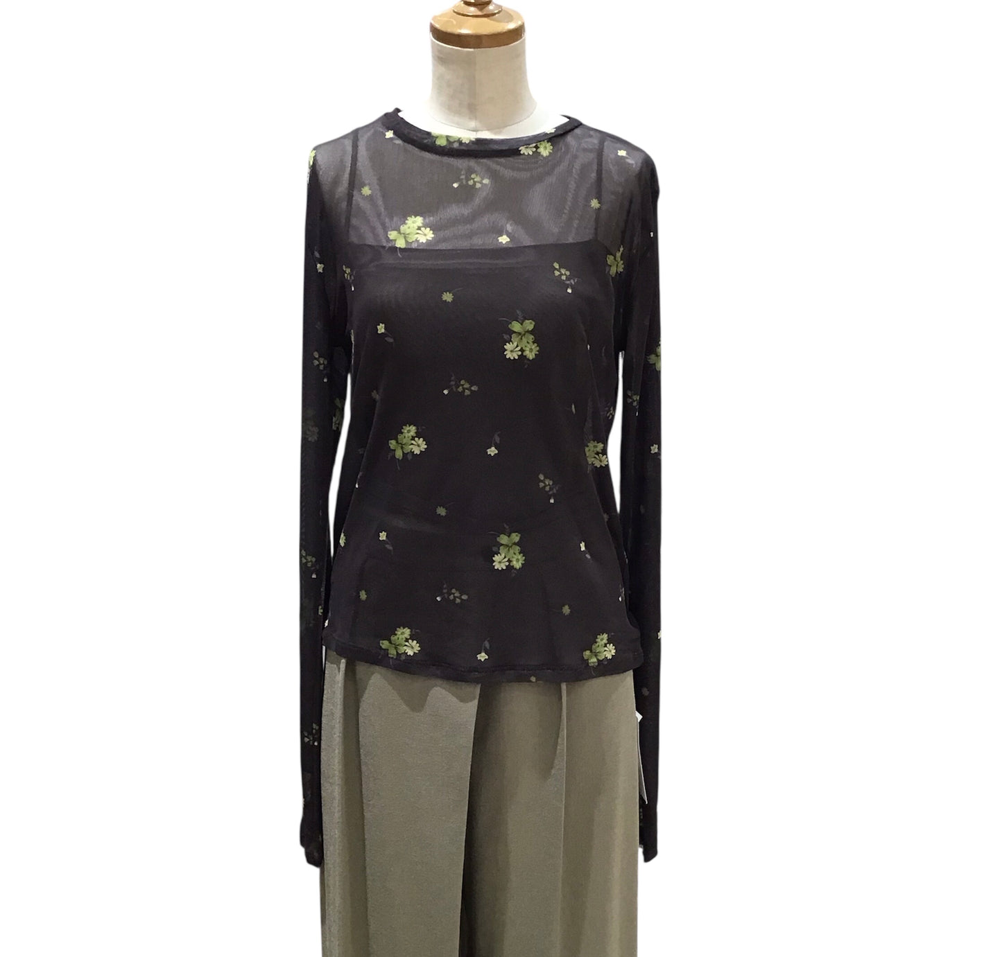 ◎小花柄シアークルーネックPO
