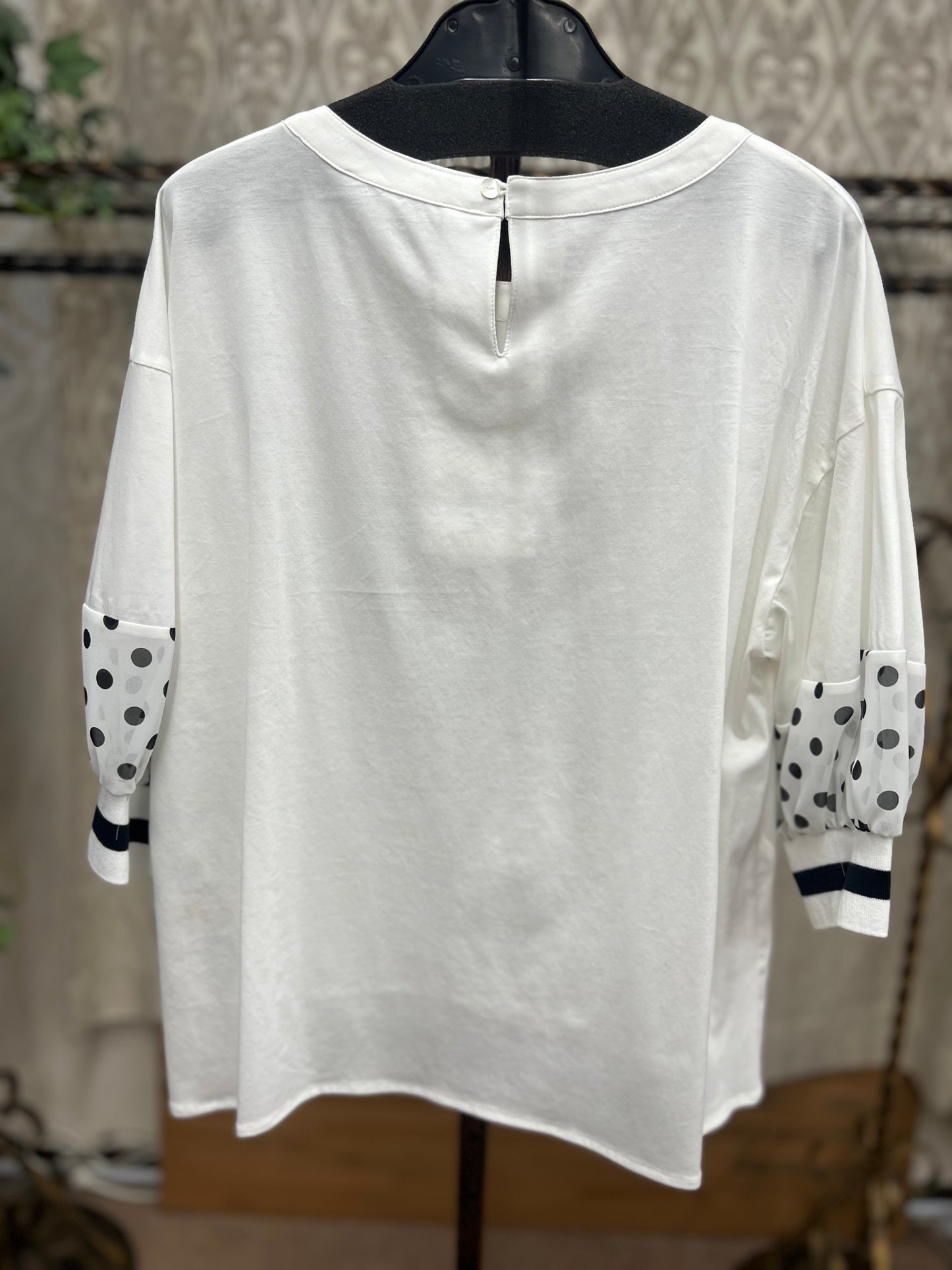 DOS DIOSAS 袖ドットシフォンカットソー
