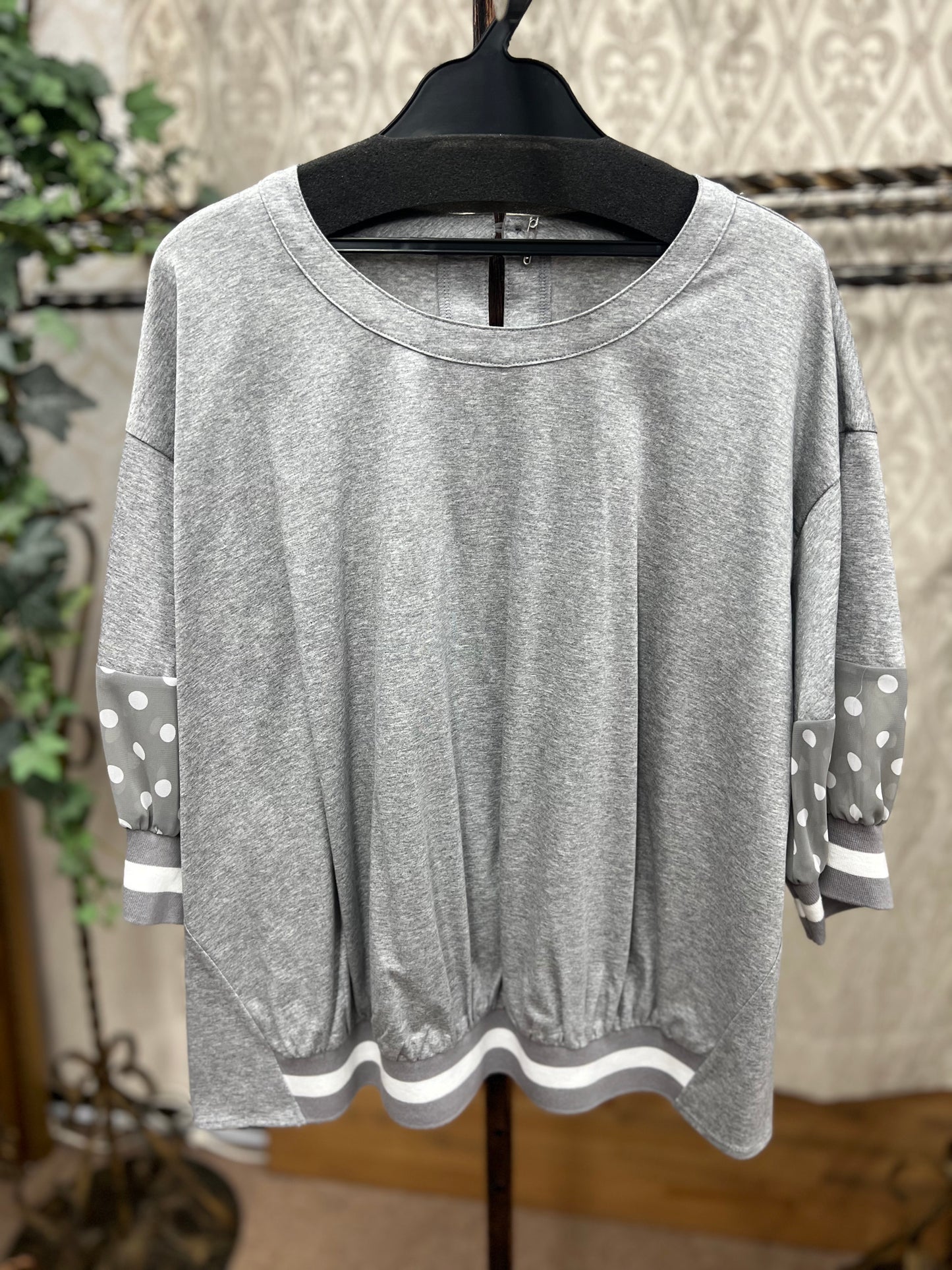 DOS DIOSAS 袖ドットシフォンカットソー