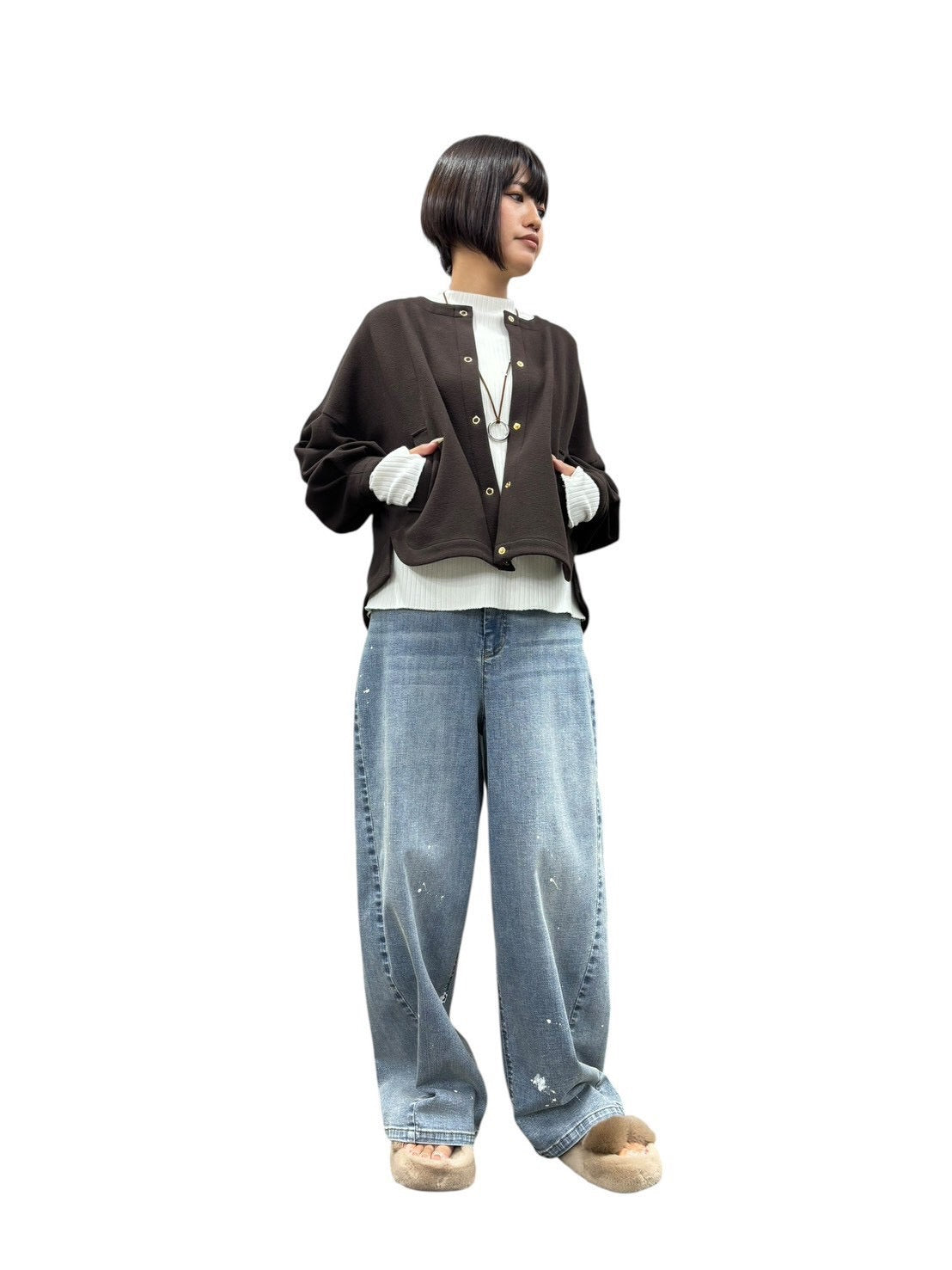 【予約商品11月末〜12月初】ayane 接結天竺ウォームカーディガン