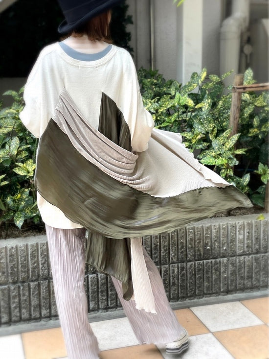 M.H プリーツ切替バックリボンTシャツ【次回使える3000円クーポンつき】