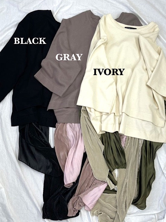 M.H プリーツ切替バックリボンTシャツ【次回使える3000円クーポンつき】