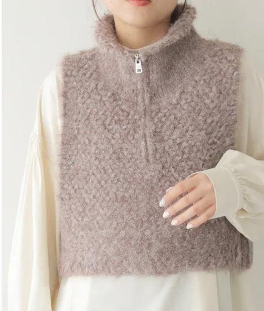 vingtrois ハーフジップニットベスト