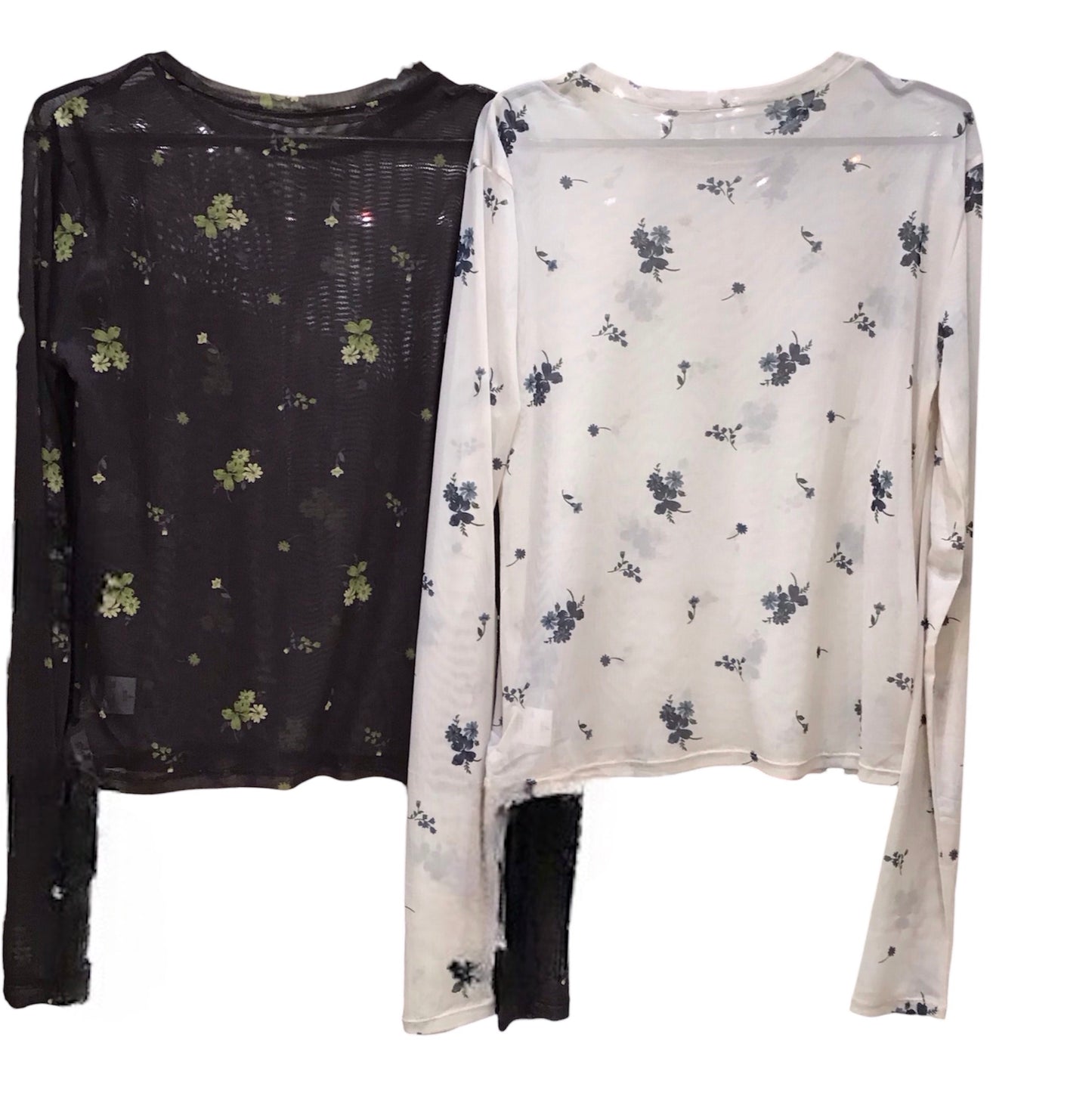 ◎小花柄シアークルーネックPO