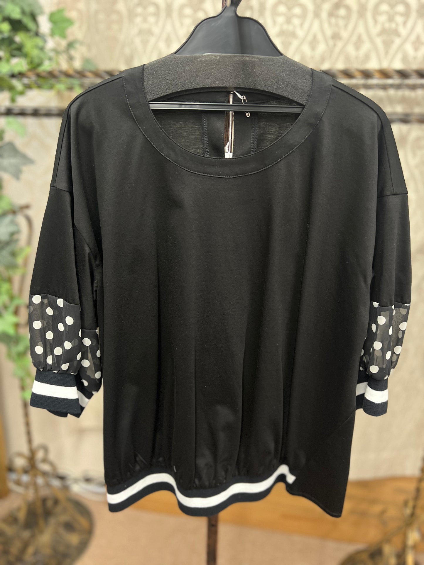 DOS DIOSAS 袖ドットシフォンカットソー