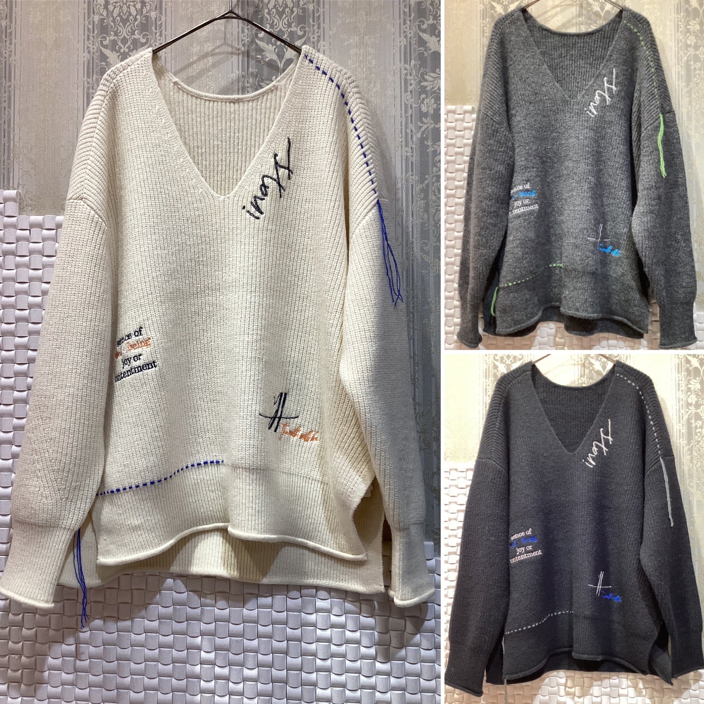 ◯Eimee Law ランダム刺繍ロゴニット