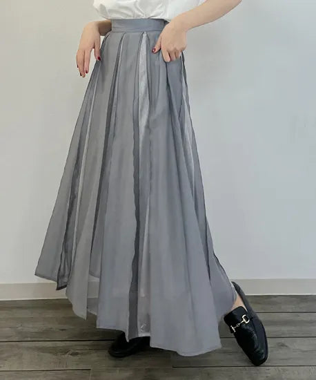 vingtrois シアー×メッシュプリーツSK