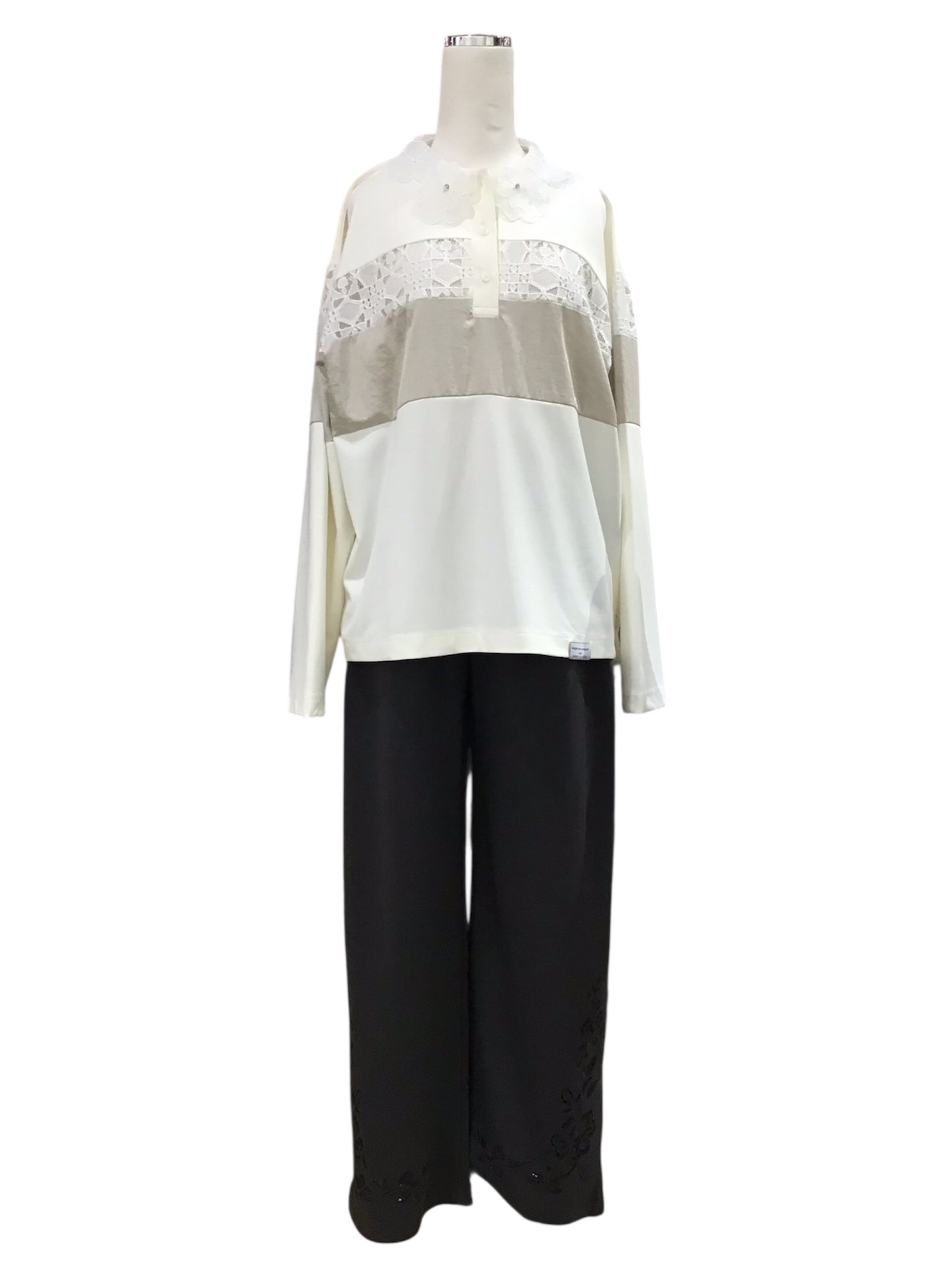 ◎フラワーカットワーク刺繍裏毛ルーズPT