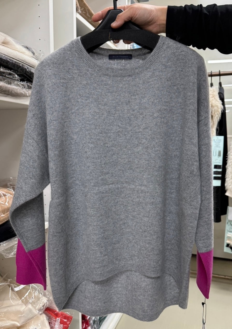BLUE FRONCE 袖配色カシミヤニットTOPS