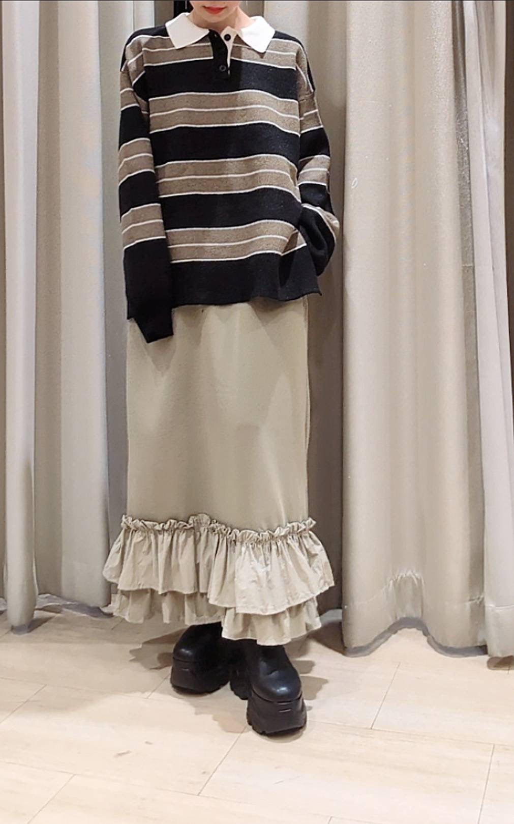 ◎異素材ティアードフリルヘムSK