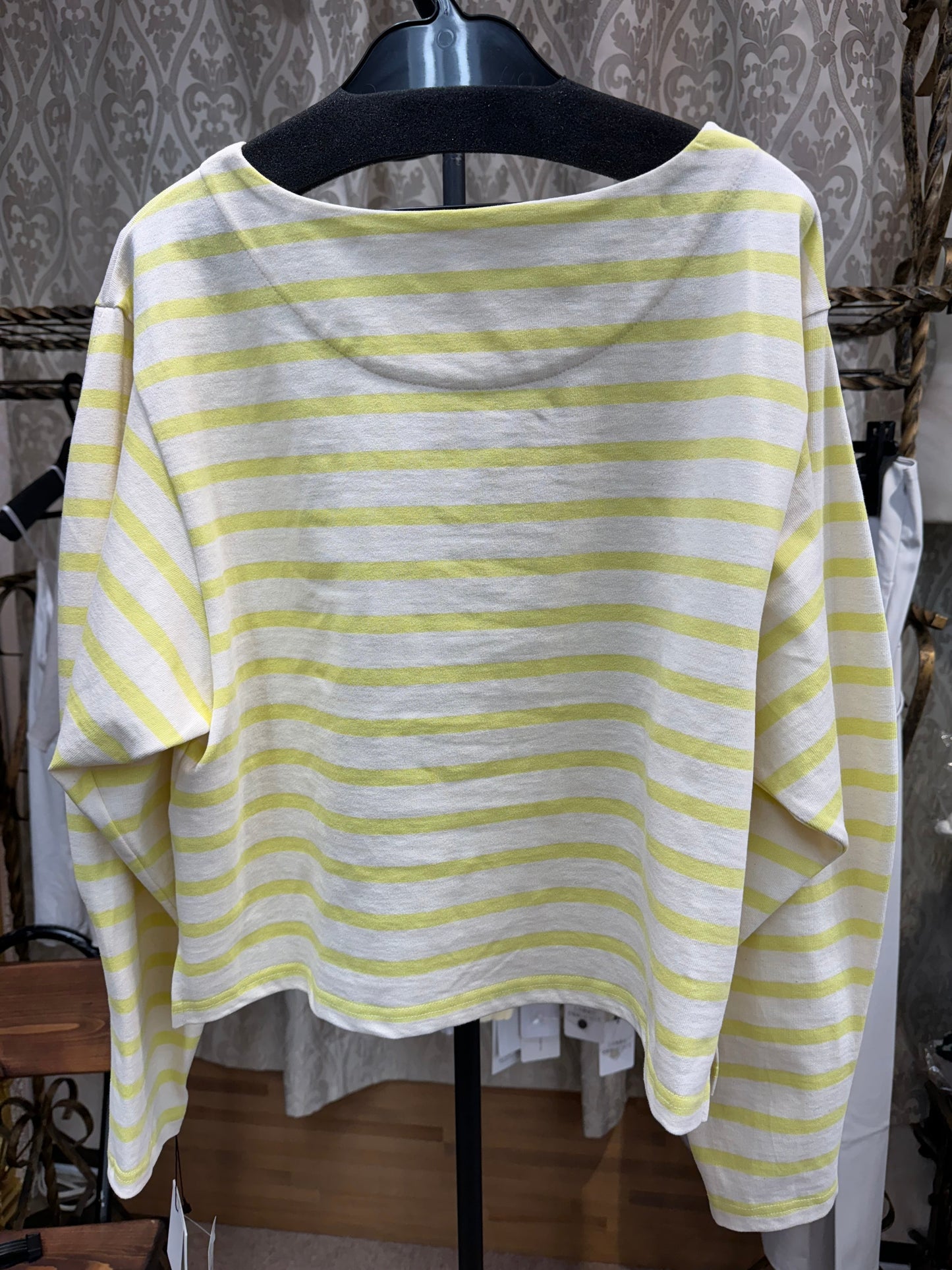 ??CLOCHEボーダーカーヴィー袖トップス