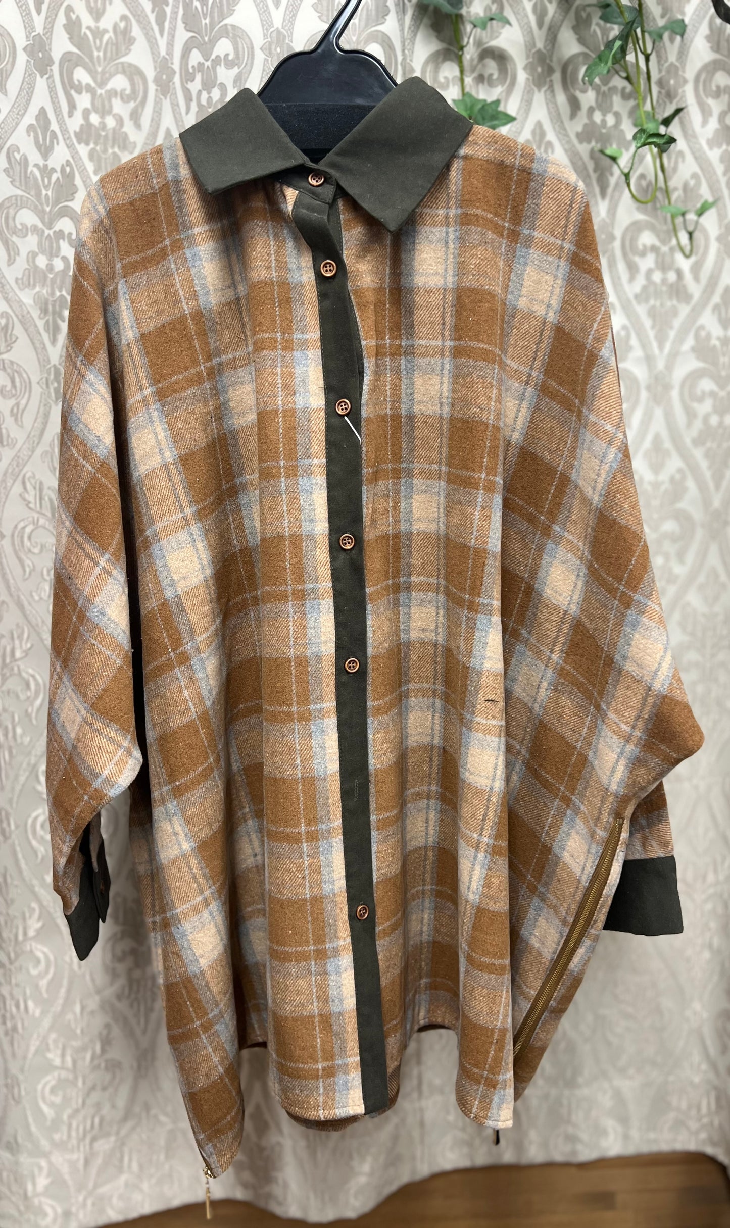 サイドZIPシャギーチェックシャツ