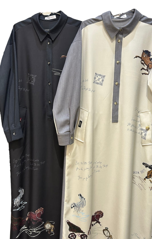 ◎Eimee Law テキスト馬柄ptベルテッドシャツOP