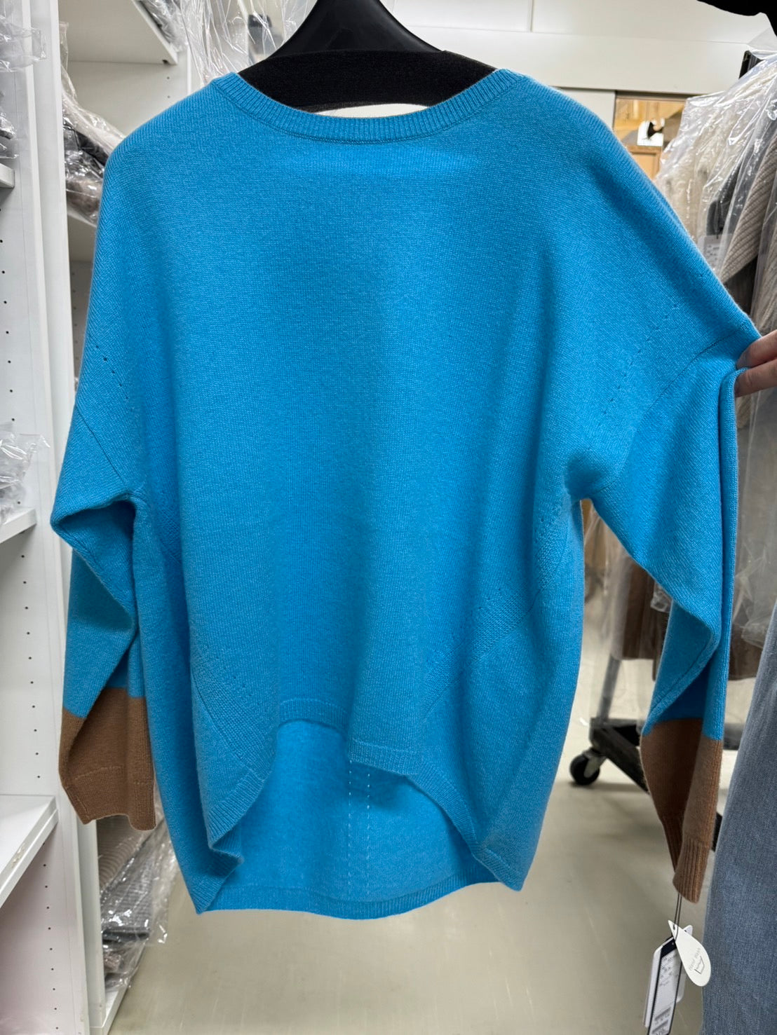 BLUE FRONCE 袖配色カシミヤニットTOPS