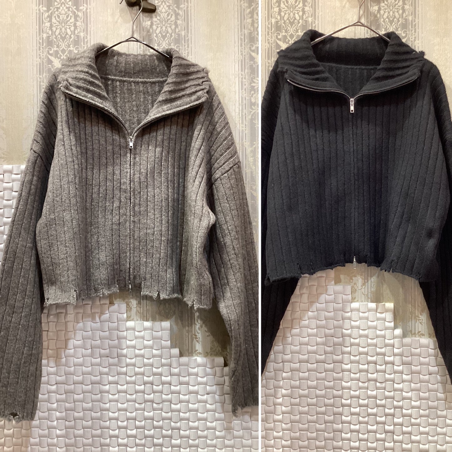 ◯ダブルZIPダメージハイネックPO