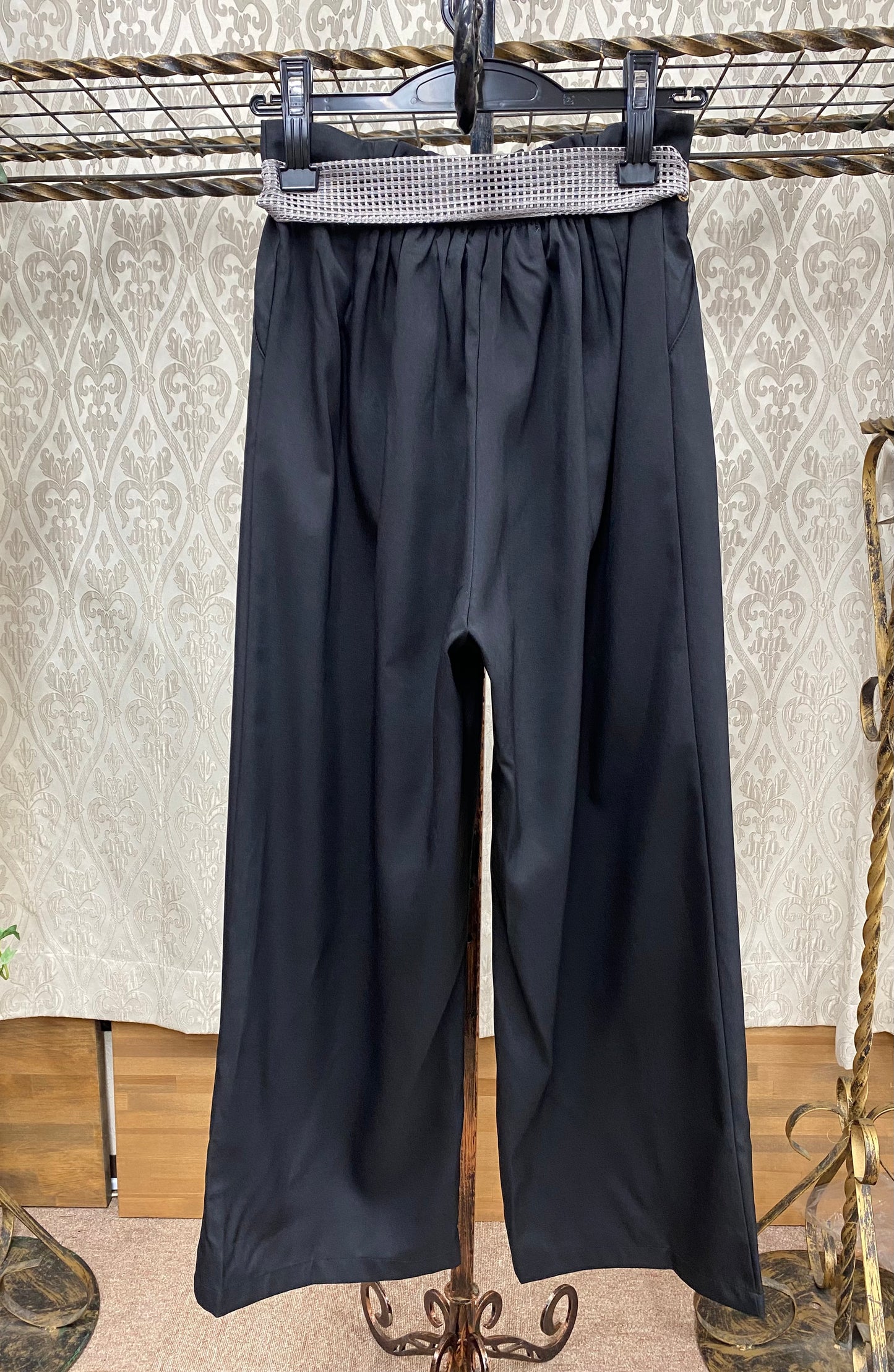 メッシュベルトワイドパンツ