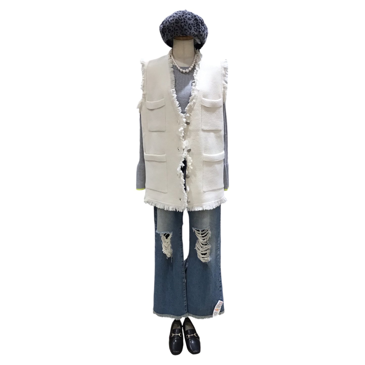 ◎Bou jeloudポケット付きフリンジベスト