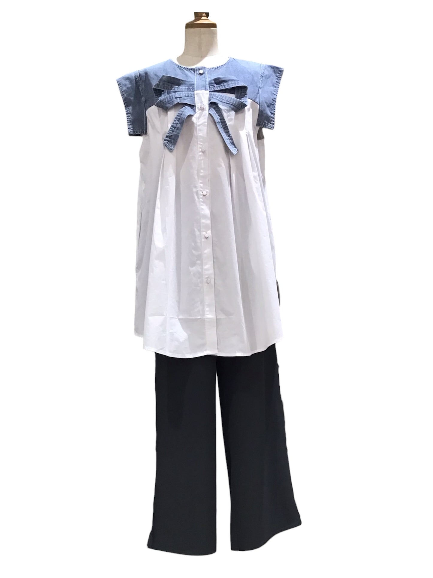 ◎デニム切替ノースリSH