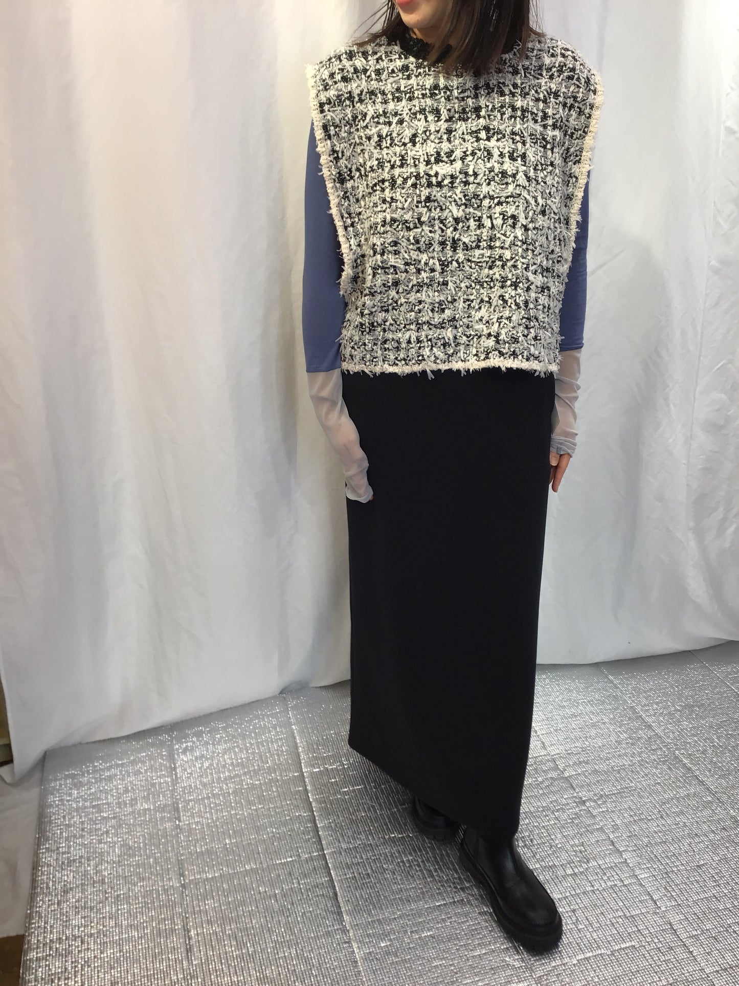 ☆CHIGNON ツイードライクニットベスト