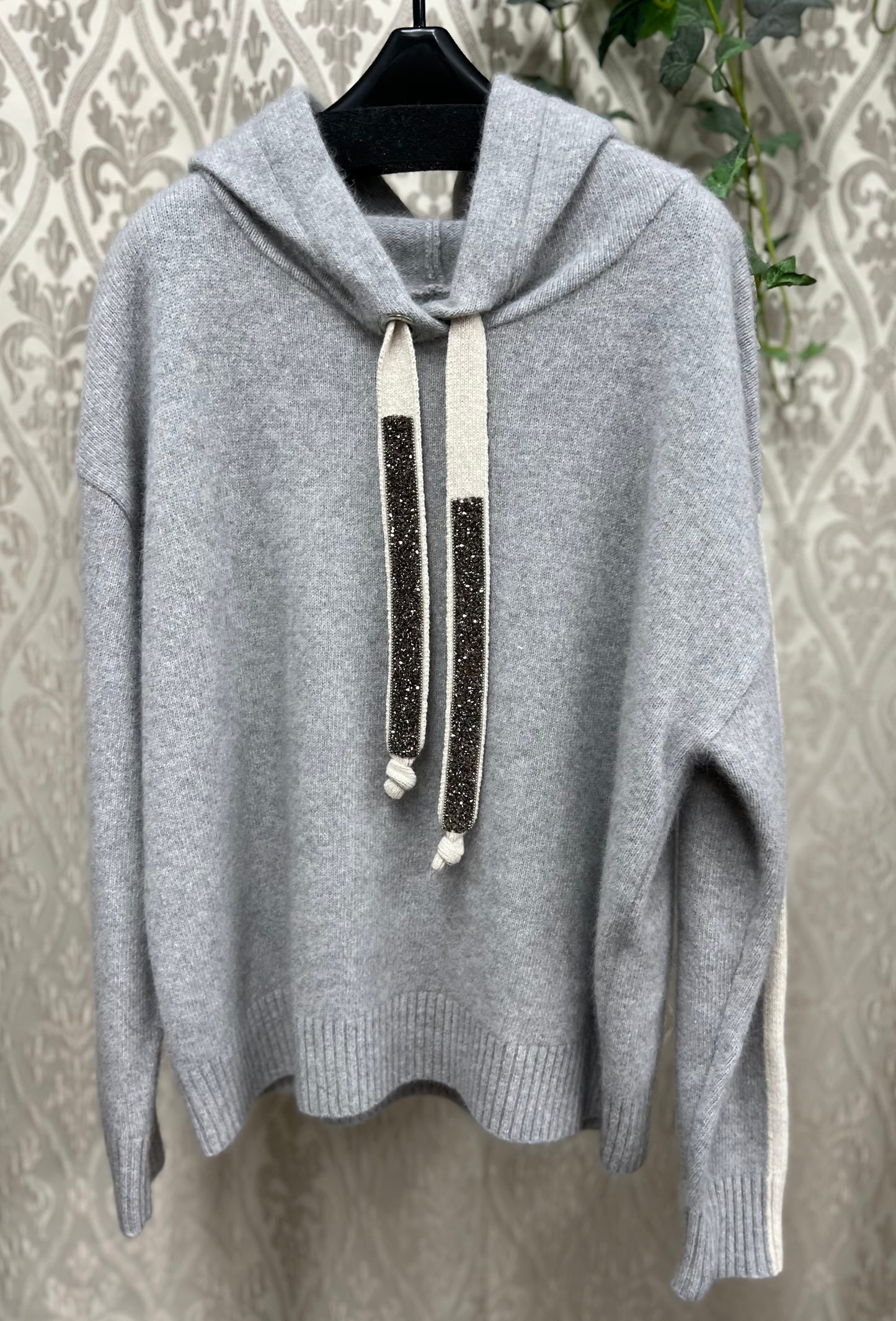 BLUE FRONCE ドロストスパンコールKNITフードTOPS