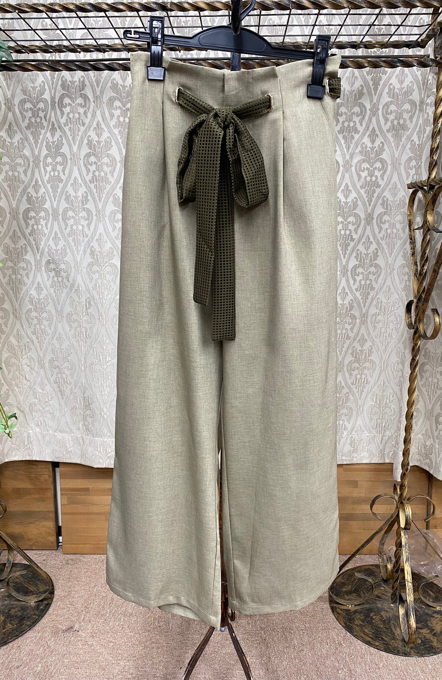 メッシュベルトワイドパンツ