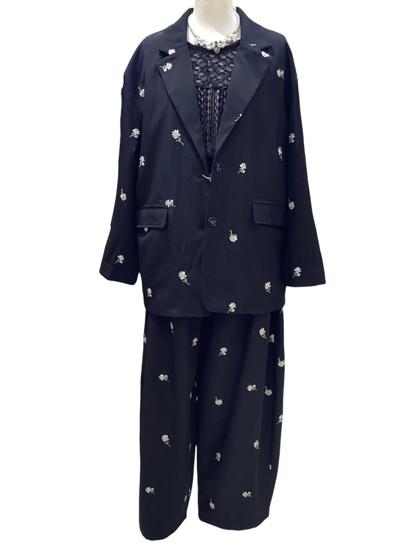 ◎小花柄刺繍コクーンイージーPT