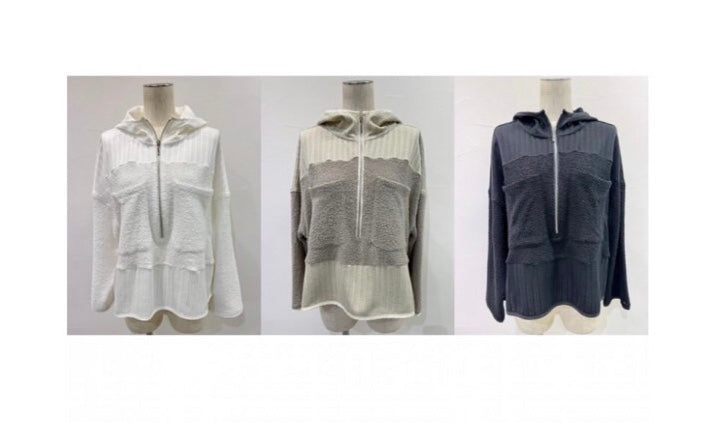 ☆【予約販売2月上旬〜2月中旬納期】CYANショートフェザーコンビフーディ