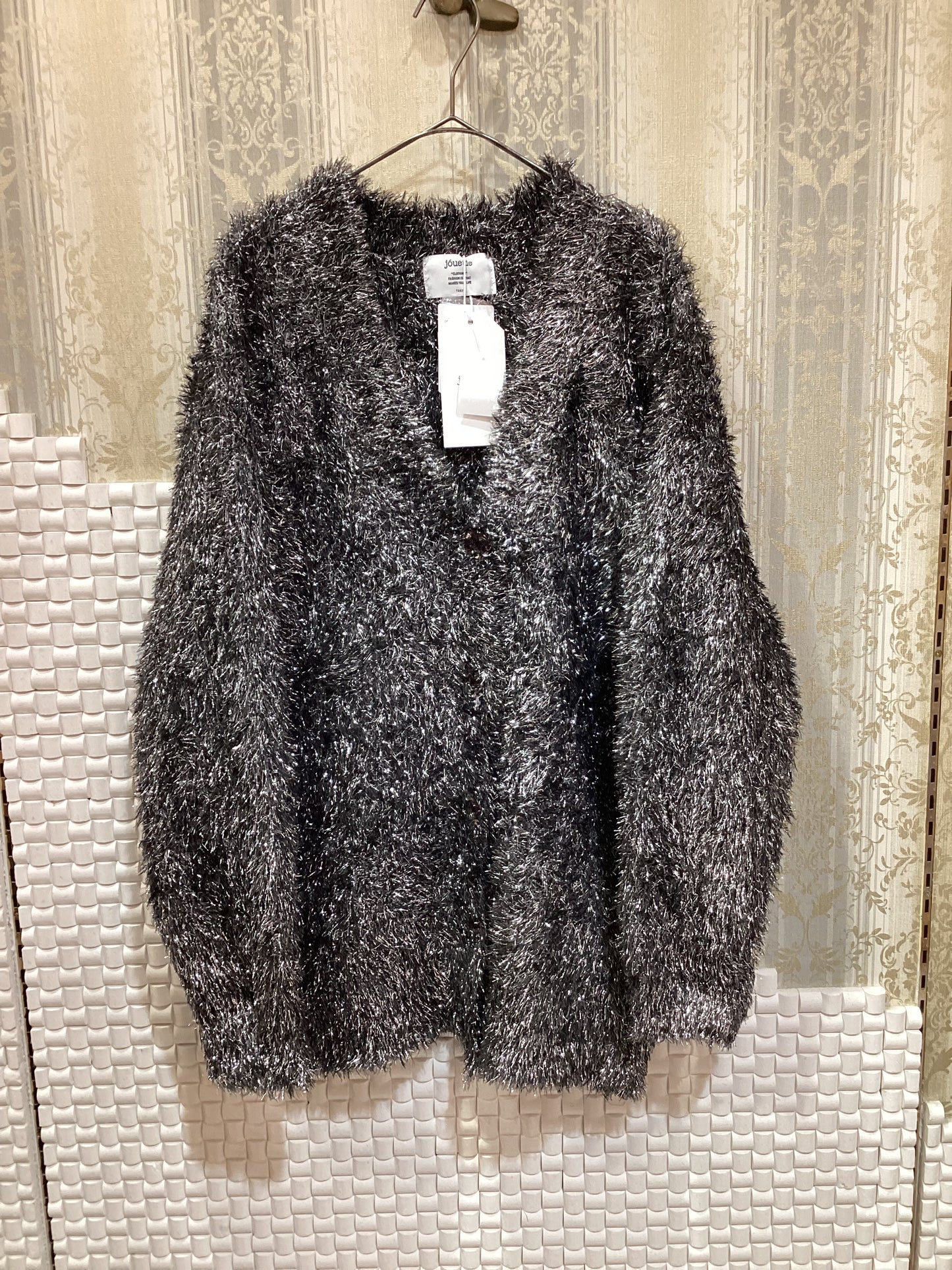 ◯jouetieラメシャギーVネックカーデ