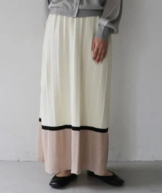 vingtrois リブニット配色プリーツSK