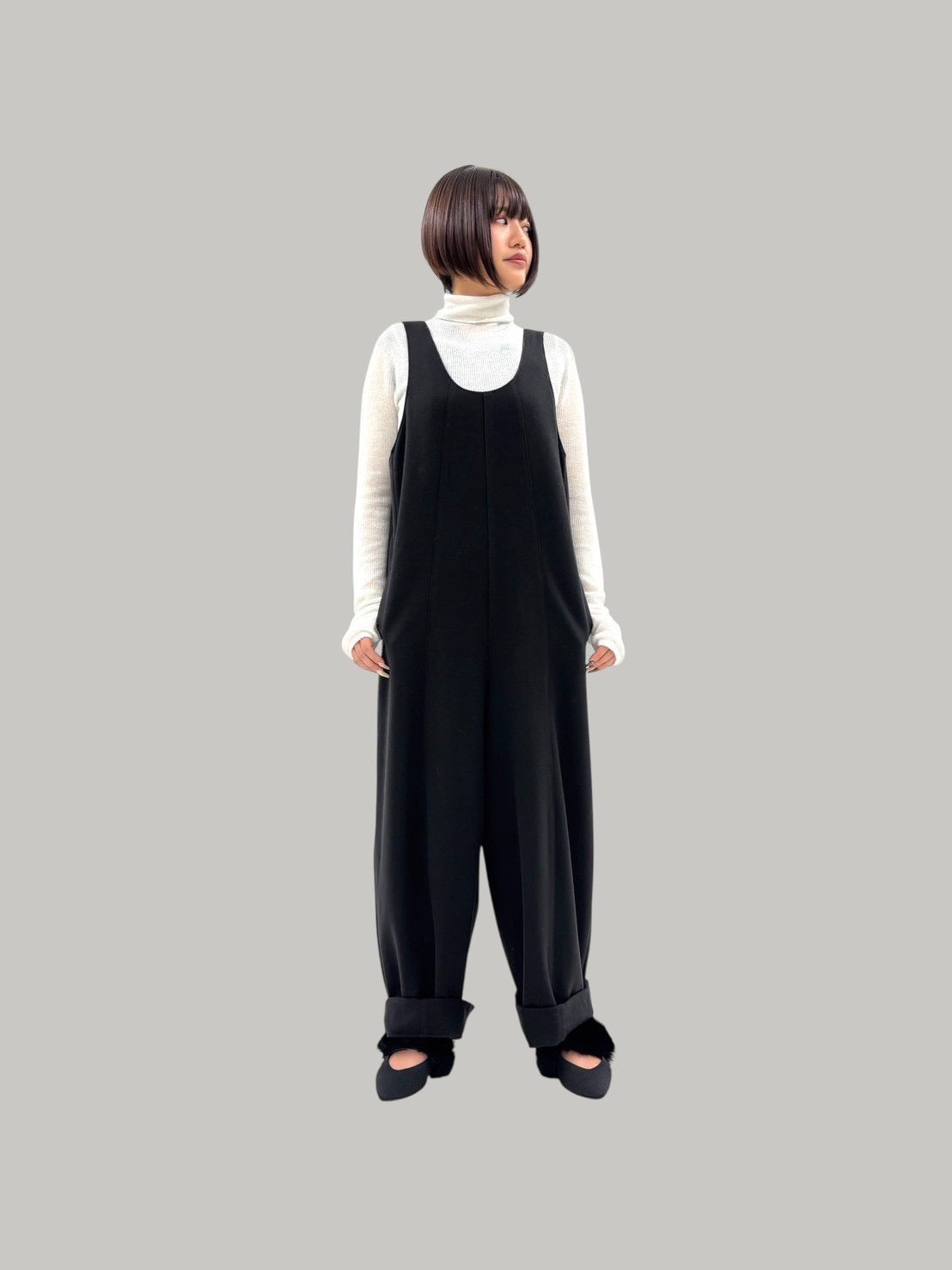【予約商品】ayane プレーディングリブ生地ハイネックロンT