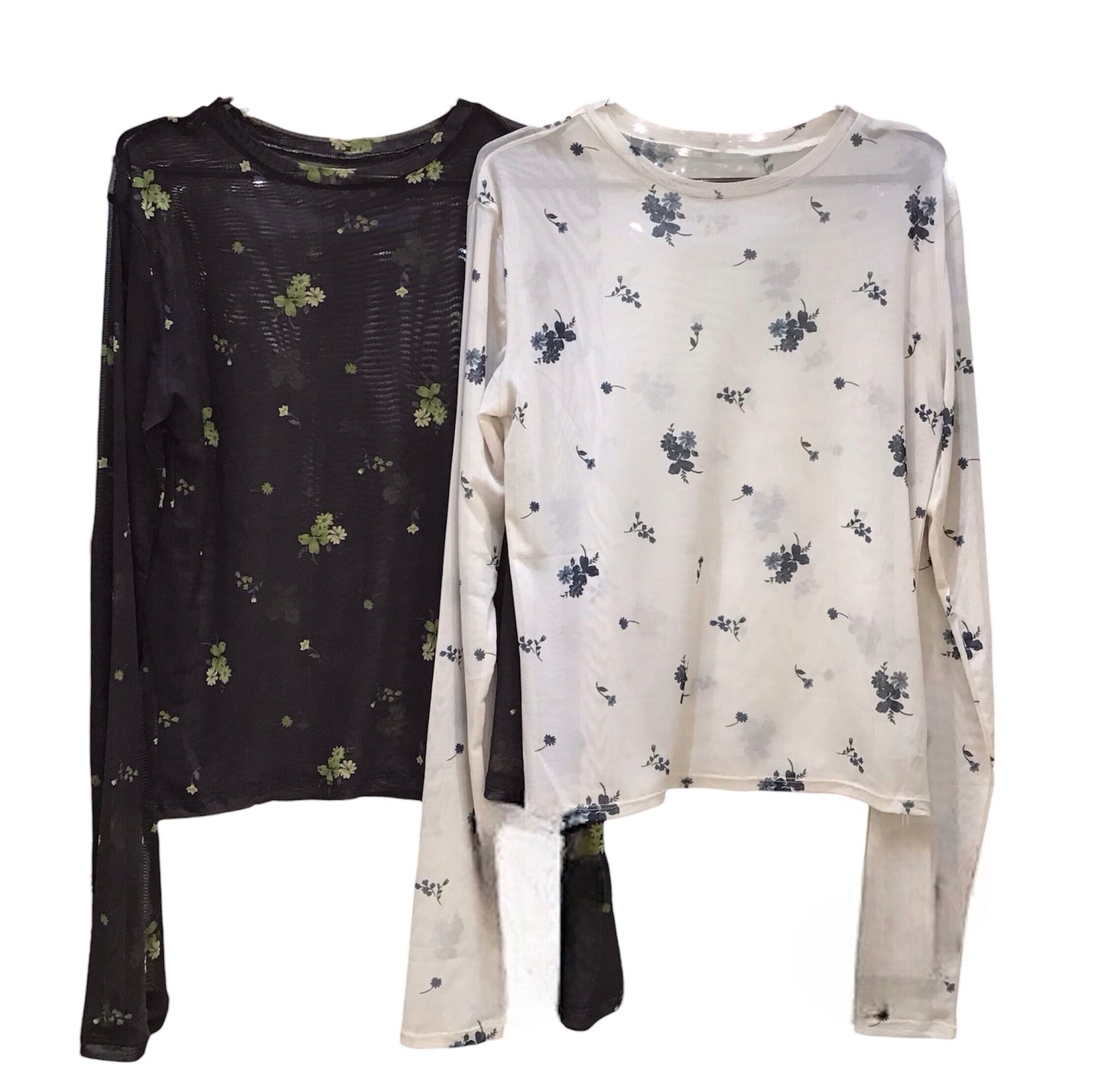 ◎小花柄シアークルーネックPO