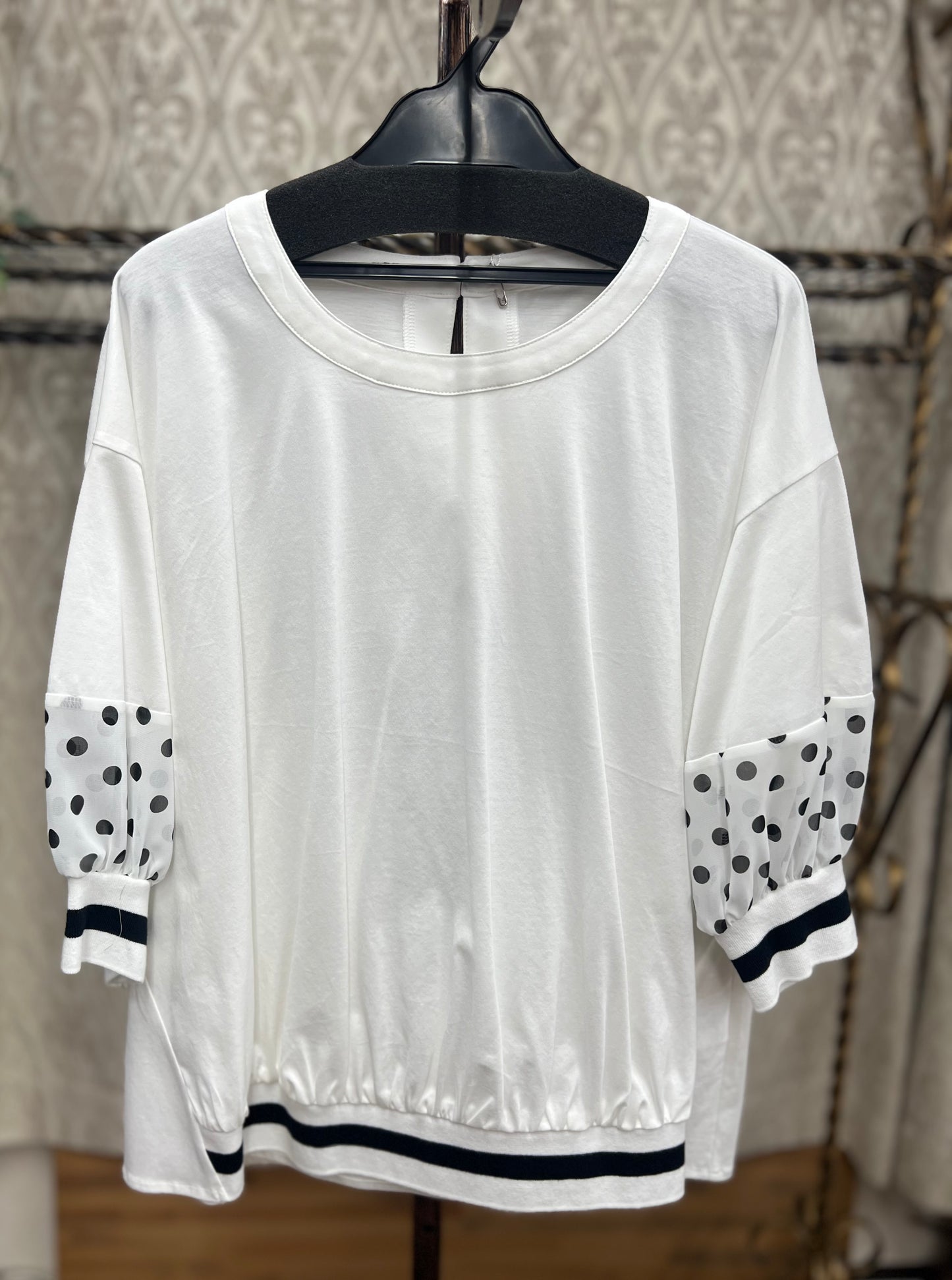 DOS DIOSAS 袖ドットシフォンカットソー