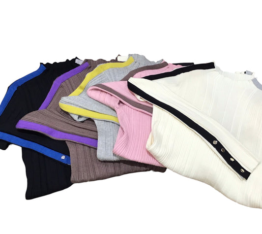 ◎Eimee Law 配色ラインランダムリブニット