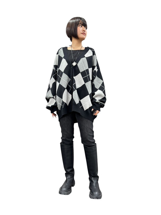 【予約商品11月末〜12月初】ayane アーガイルニットカーディガン