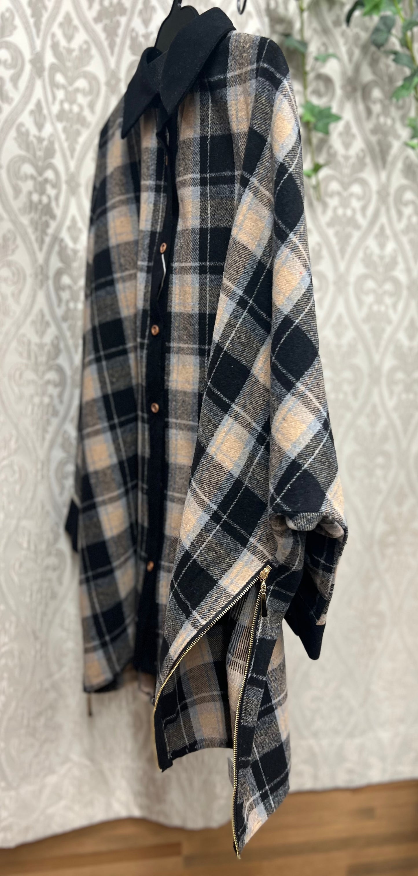 サイドZIPシャギーチェックシャツ