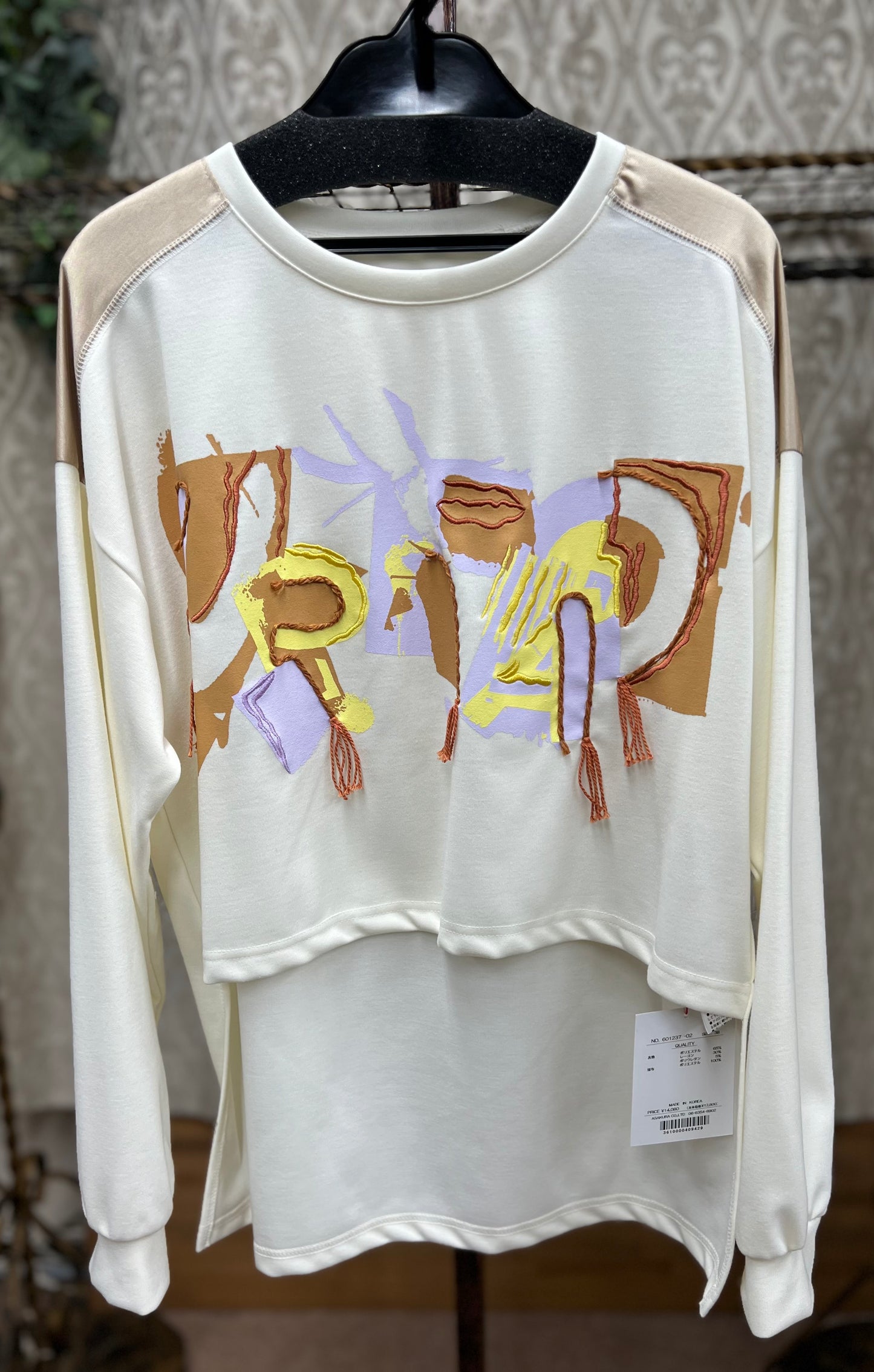 ロゴ刺繍ロゴプリントTOPS