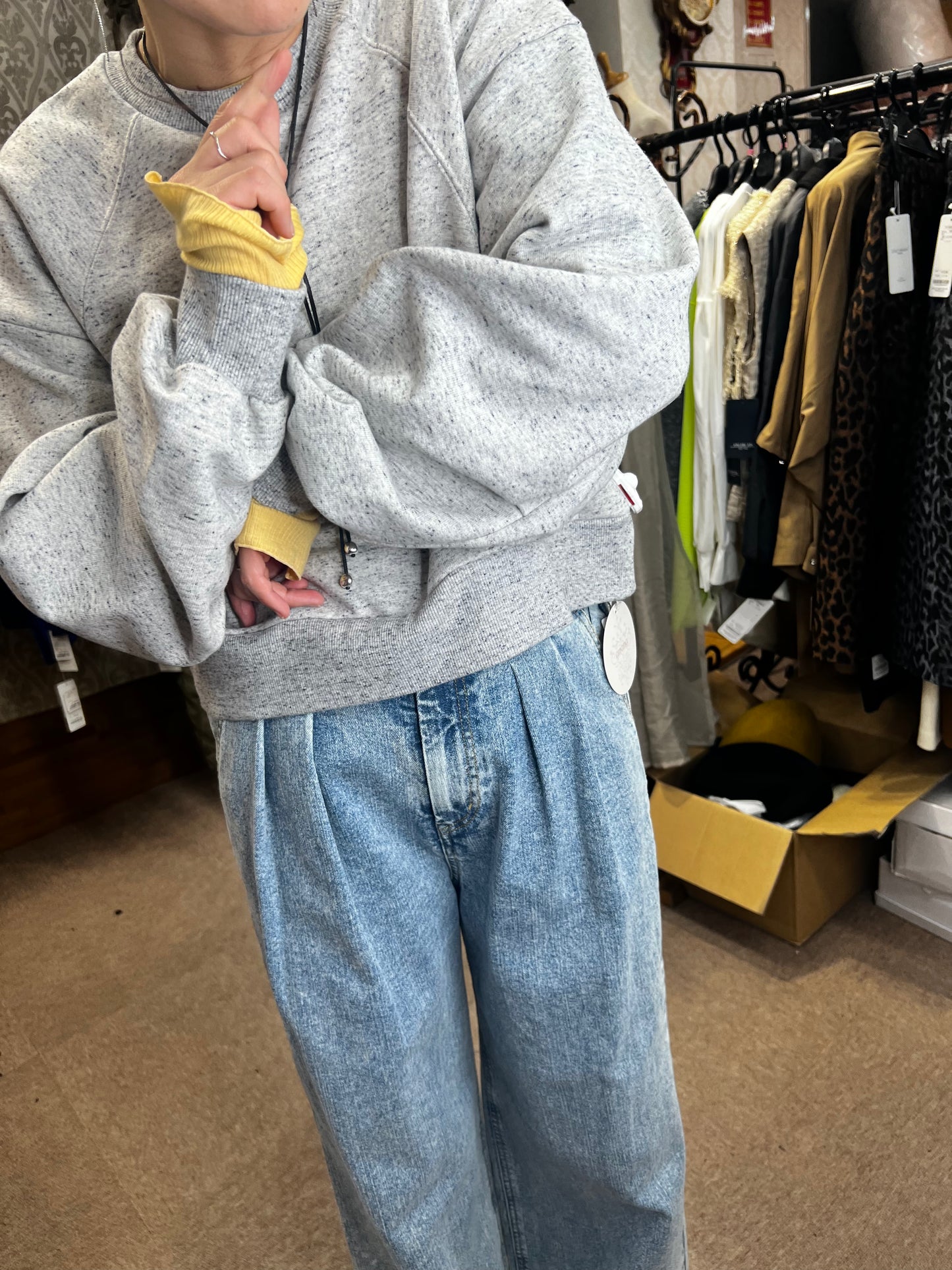 袖タックショートスウェット