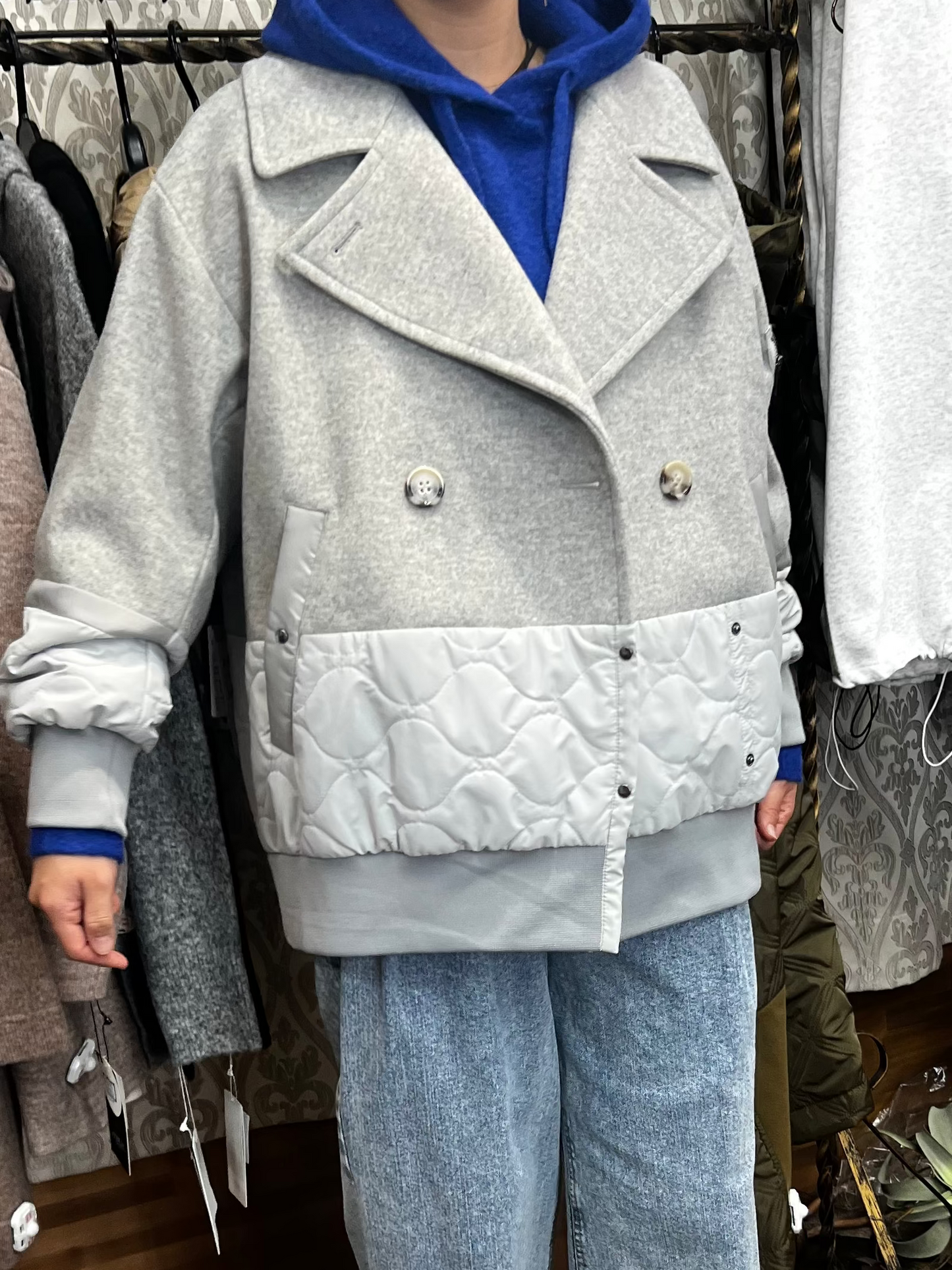 キルティング切替コート