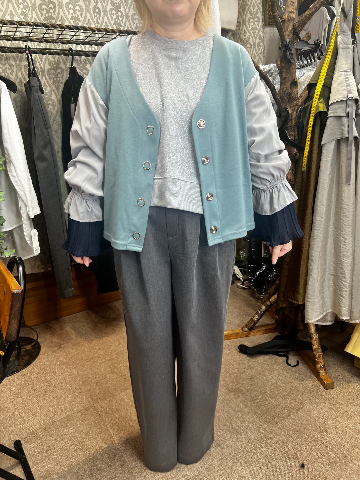 袖プリーツ切替ガーデ