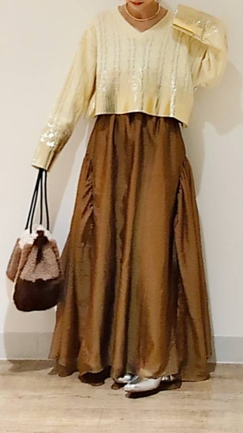 ◯Eimee Law箔プリントケーブルクロップドニット