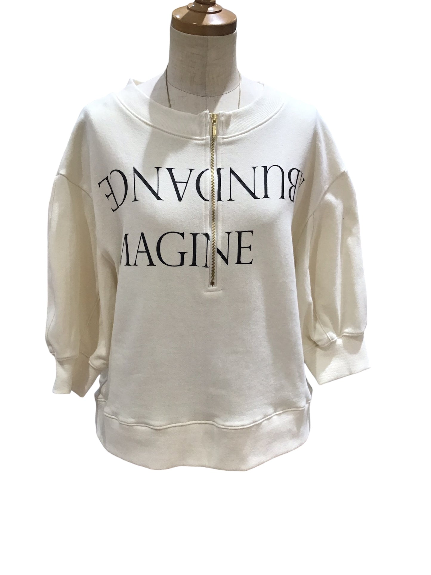 ◎Eimee Law テキストPTハーフZIPボートネックpo