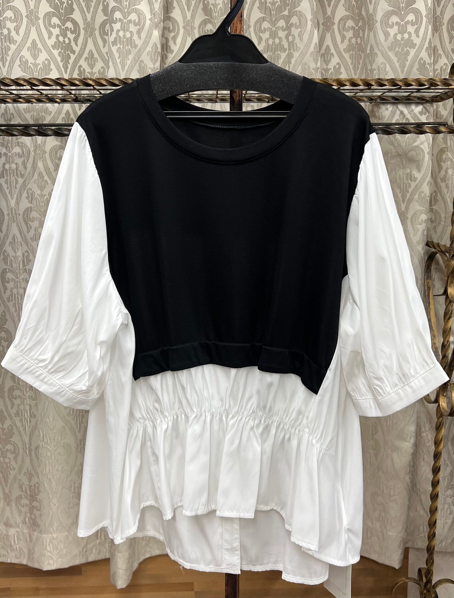 【8月6日再入荷】 DOLLUPOOPS 異素材切り替えTOPS