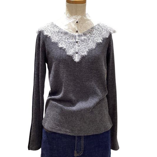 ◎Eimee Law レースカラーリブカットソー