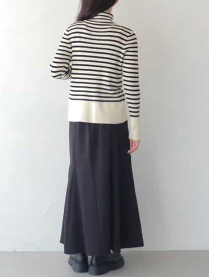 vingtrois 配色ラインタートルニット