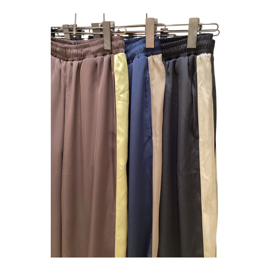 ◎裾絞り配色ラインサテンPT