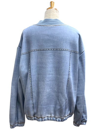 C'est moijeu blue 転写プリントボンバーブルゾン