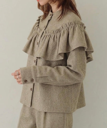 CLEIO 接結コンフォートフリルデザインシャツ