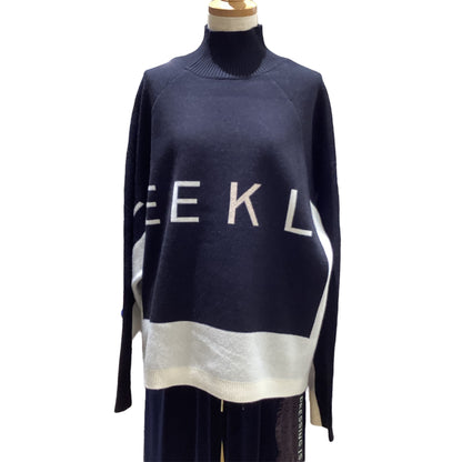 ◎Eimee LawバックロゴJQトリミングタートルニット