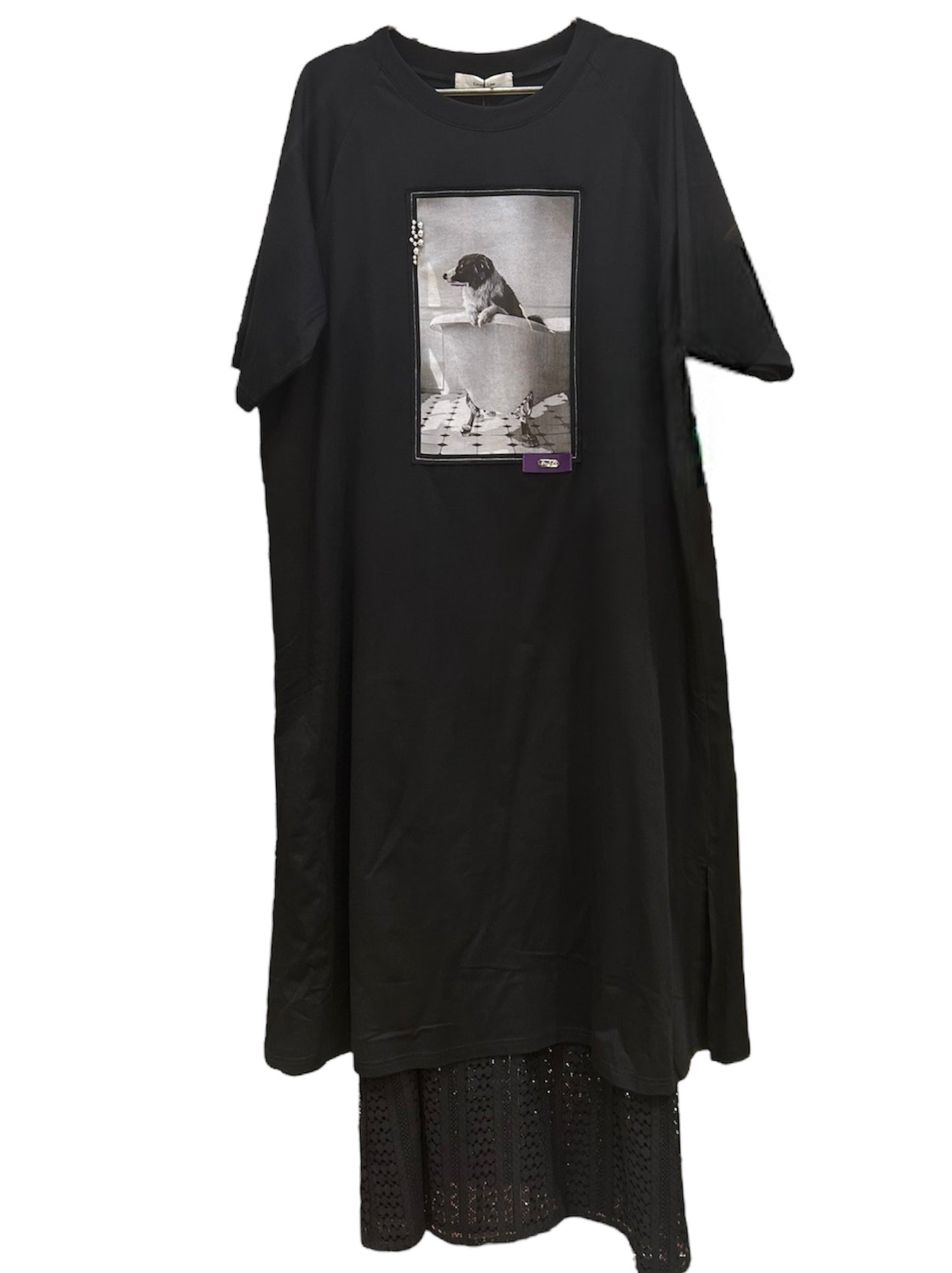 ◎Eimee Law レースインナー付モノクロフォトカットソーOP