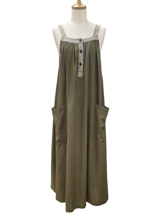 A.N.L レーヨン麻フロント釦ジャンスカ